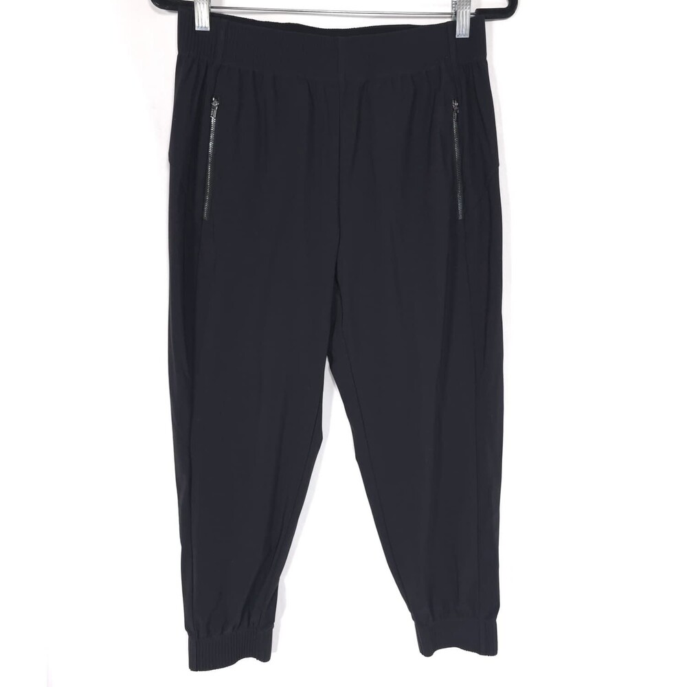ATHLETA Women’s Cosmic Jogger Black MEDIUM PETITE Zip Pockets